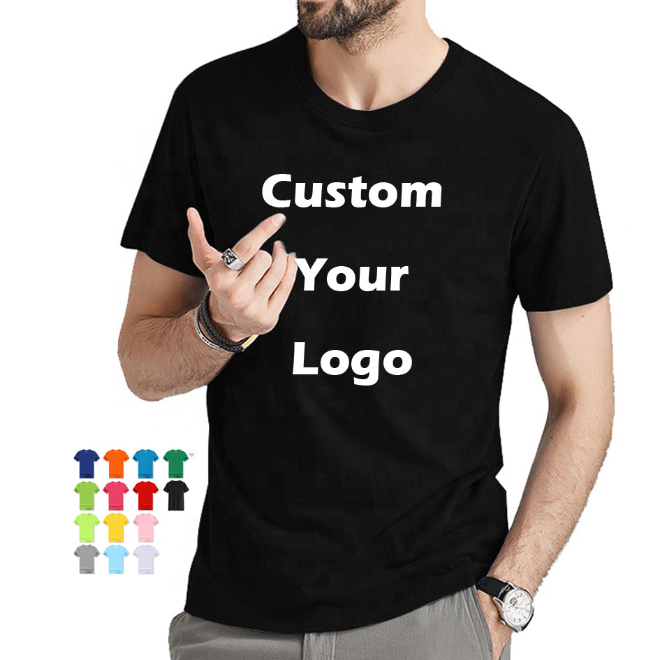 Wholesale Blank Plain t Shirt Custom Silk Screen Print Digital logo Brand Polyester Cotton Tshirt Plus Size Men T-shirt for Men